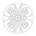 Mandala coloring page. Abstract and Spiral. Art Therapy. Anti-stress. Vector illustration black and white. Royalty Free Stock Photo