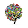 Mandala tree, floral sketch for your design Royalty Free Stock Photo