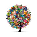 Mandala tree, floral sketch for your design Royalty Free Stock Photo