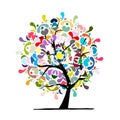 Mandala tree, floral sketch for your design Royalty Free Stock Photo