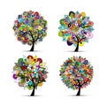 Mandala tree set, floral sketch for your design Royalty Free Stock Photo