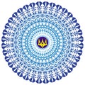 Mandala, object of rotation, spiritual symbol, with the sign om, aum in the center.