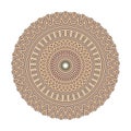 Geometric Ethnic Mandala Complex Mosaic Vector Artwork Fashion Fabric Object Illustration. Detailed Brown Floral Design