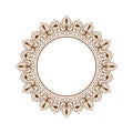 Mandala Vector Design Element. Ornamental decoration. Vintage brown circle frame flower pattern. Stylized floral line motif Royalty Free Stock Photo