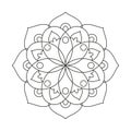 Mandala vector flower for coloring, easy oriental mandala pattern design black white printable