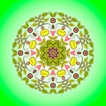 Mandala. Vector ornament in yellow and green lime colors. Round decorative element for your design Royalty Free Stock Photo