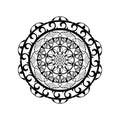 Mandala on white background. Vector line art, henna tattoo, ethnic tribe, mandala with abstract pattern,meditation symbolic.