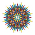 Geometric colorful mandala star with Aum / Ohm / Om sign in the center. Vector drawing. Royalty Free Stock Photo