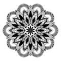 Mandala, zentangle inspired illustration, black and white