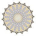 Mandala. Zigzag ornamental colorful mandala pattern. Beautiful tribal ethnic style zig zag ornaments. Round modern isolated