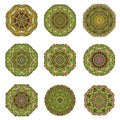 Mandalas collection. Vintage decorative elements. Hand drawn background. Royalty Free Stock Photo