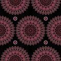 Mandala vector seamless pattern, Aboriginal dot painting design, Australian folk art boho style repetitive background Royalty Free Stock Photo