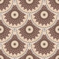 Mandalas seamless pattern. Ornamental floral background. Repeat colorful vector backdrop. Vintage round greek style tiled Royalty Free Stock Photo