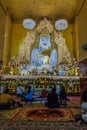 MANDALAY, MYANMAR - DECEMBER 4, 2016: Interior of Kyauktawgyi temple in Mandalay, Myanm