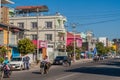 MANDALAY, MYANMAR - DECEMBER 5, 2016: Traffic on a street in Mandalay, Myanm