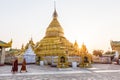 MANDALAY,MYANMAR-FEB 18 : Outdoor large golden Pagoda in Maha Lo