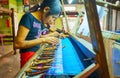 Production of silk fabric, Mandalay, Myanmar