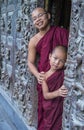 Monks at Shwenandaw Monastery in Mandalay , Myanmar Royalty Free Stock Photo