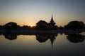 Mandalay Palace wall and moat picturesque silhouette with twilight sky in sunset Royalty Free Stock Photo