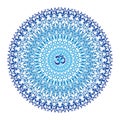 Mandala in blue tones. Vector openwork delicate drawing.