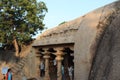 Tourists at Krishna Mandapam at Mahabalipuram in Tamil Nadu, India