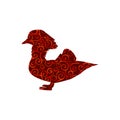 Mandarin bird spiral pattern color silhouette animal.