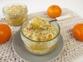 Mandarin crumb cake baked in a jar