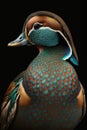 Beautiful Mandarin Duck Close Up. Colorful and Vibrant Animal. Royalty Free Stock Photo