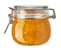 Mandarin jam in glass jar isolated on white background