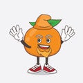 Mandarin Orange cartoon mascot character performed as an Elf on the stage Royalty Free Stock Photo