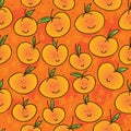 Mandarin orange cartoon seamless pattern Royalty Free Stock Photo