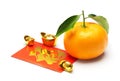 Mandarin orange, chinese gold and red packet