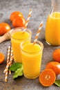 Mandarin orange juice. Refreshing summer drink. Fruit refreshment beverage Royalty Free Stock Photo