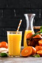 Mandarin orange juice. Refreshing summer drink. Fruit refreshment beverage Royalty Free Stock Photo