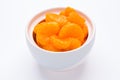 Mandarin orange on a white background in a bowl Royalty Free Stock Photo