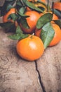 Mandarin orange on wooden table Royalty Free Stock Photo