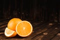 Mandarin oranges group on wood background