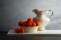 mandarin oranges in a white porcelain bowl Royalty Free Stock Photo