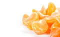 Mandarin slice (heap) on white background