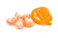 Mandarin slice and peel on white Royalty Free Stock Photo