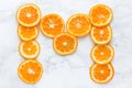 Mandarin slices letter m Royalty Free Stock Photo