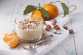 Smoothie of tangerine and hazelnuts