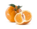 Mandarin tangerine and cut half on white background