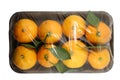 Mandarine package isolated on a white background with a clipping path. View from top