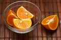 mandarins, fruit, citrus, plate, orange, bamboo, glass, food, kitchen