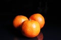 Mandarins. Mandarin citrus orange fruit mandarins on black reflective studio background. black shiny mirror mirrored back