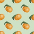 Seamless pattern with adorable mandarins for fabric design, food patterns, fruits patterns Royalty Free Stock Photo