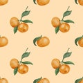 Seamless pattern with adorable mandarins for fabric design, food patterns, fruits patterns Royalty Free Stock Photo