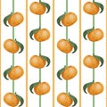 Seamless pattern with adorable mandarins and lines for fabric design, food patterns, fruits patterns Royalty Free Stock Photo