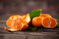 Mandarins. Tangerines close-up on a wooden background